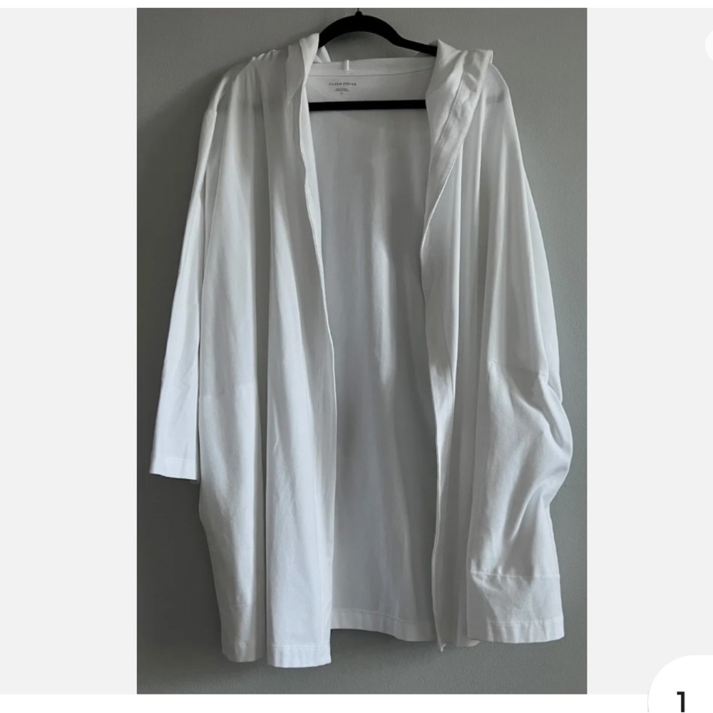 Eileen Fisher Open Front Stretch Jersey Hooded Jacket